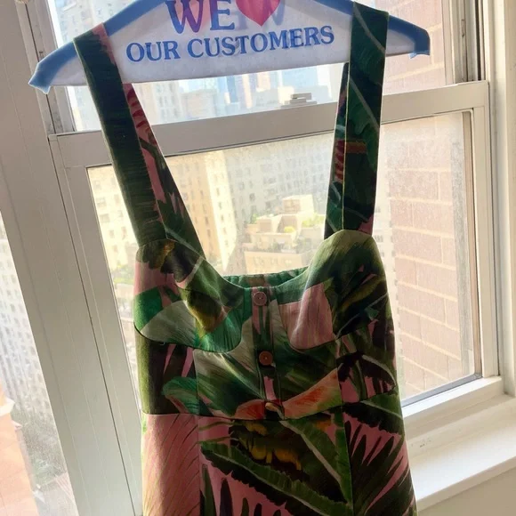 Farm Rio Amazonia palm pink green dress S 2 4 - Picture 9 of 9